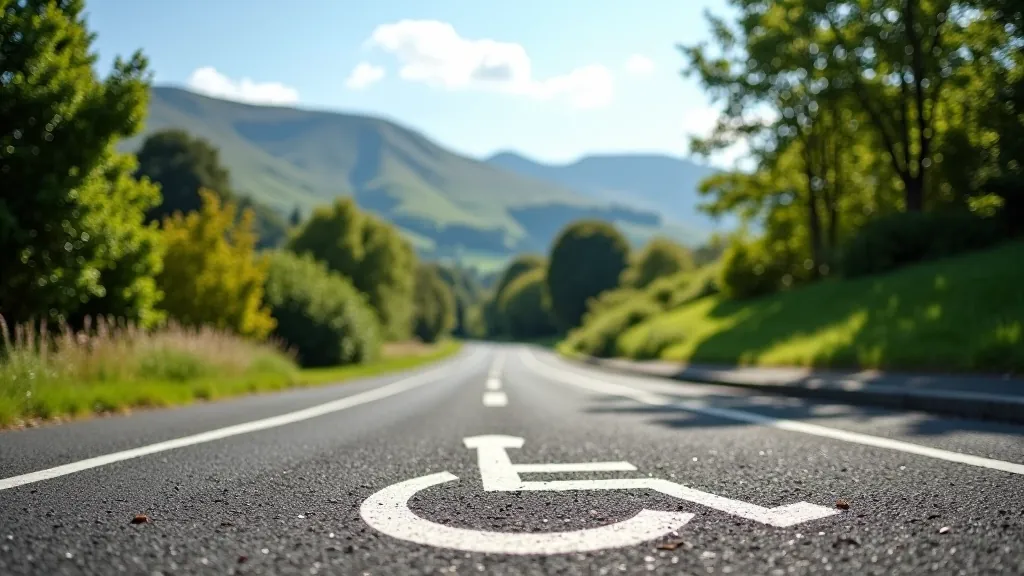 Accessible parking area with wheelchair symbol marking and clear pathways leading to Wicklow trail entrance